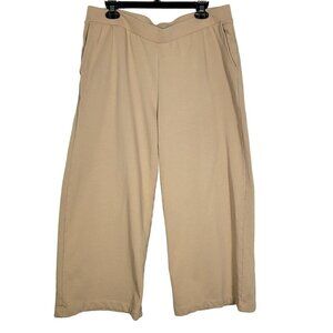 Women's Pure Jill Organic Cotton Wide Leg Tan Pocket Casual Pants Size Large P
